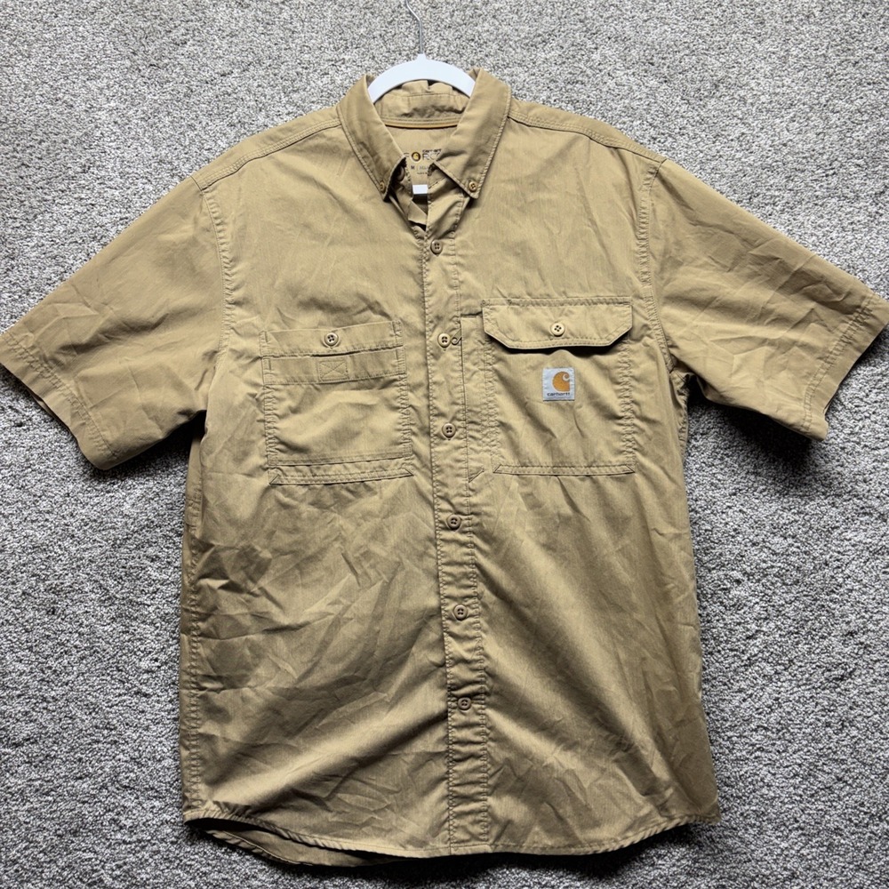 Carhartt Men's Short Sleeve Button-Down Shirt in Khaki